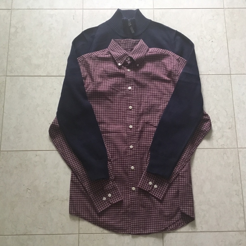 Lk New MERONA 2 pc plaid Shirt Sweater set S